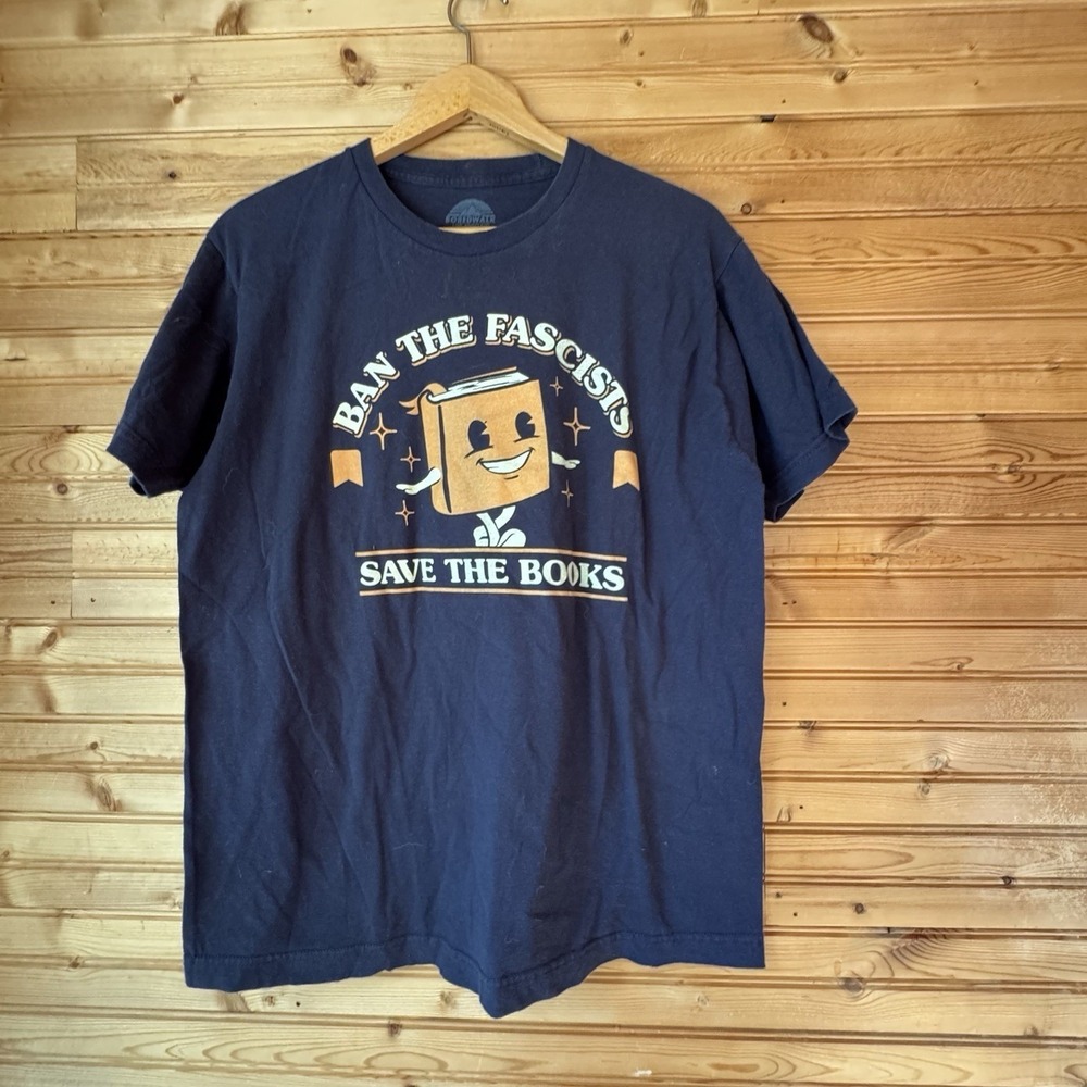 Boredwalk Tee Ban The Fascists Save The Books Gray Large Literacy Education Woke